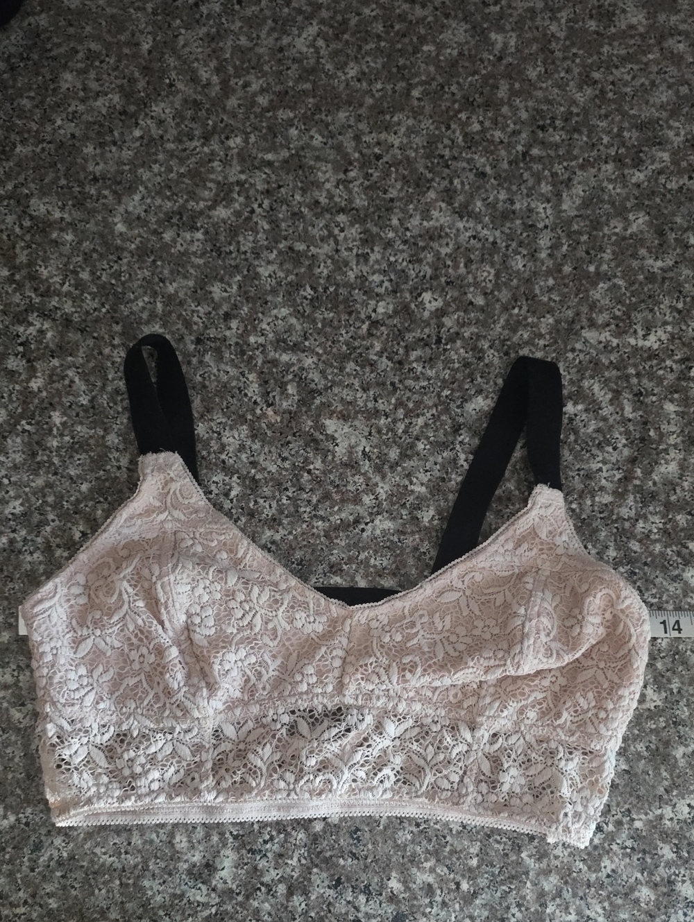 Colsie Lace Bralette in Beige with Black Strap Detail